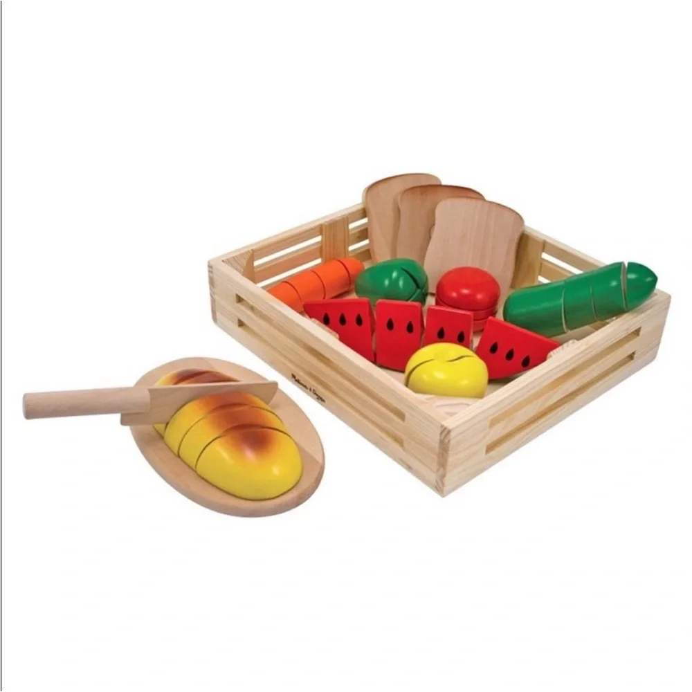 Melissa & Doug Cutting Food 25 Pieces Wooden Set Toy New with Tags